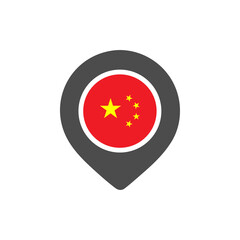 china flag map location pin with chinese national symbol in black for modern sign and marker icon png