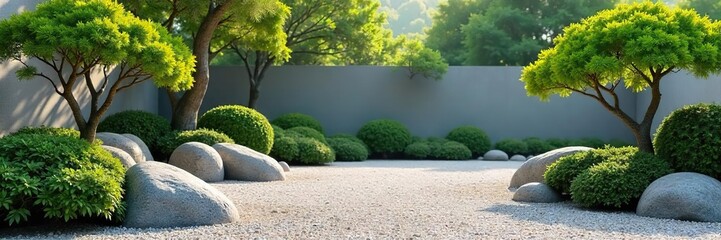 Serene Zen Garden Raked Gravel, Smooth Stones, and Tranquil Foliage ? Perfect for Mindfulness and Spiritual Well-being Imagery
