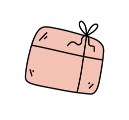 Surprise gift box. Cartoon flat style.