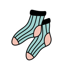 Socks. Funny striped. Hand Drawn.