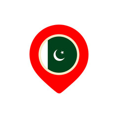 pakistan map location flag pin with pakistani national symbol in red for modern sign and pointer icon png