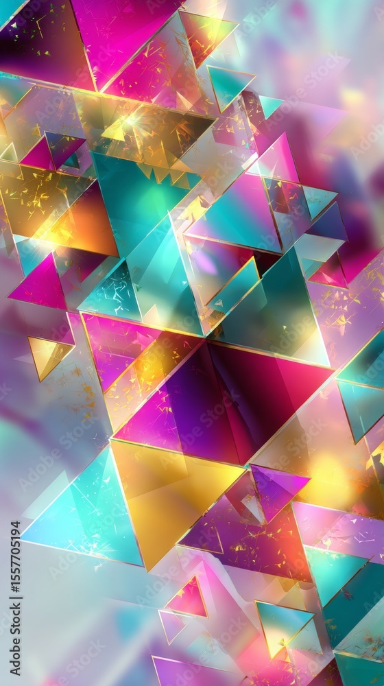 Canvas Prints abstract geometric triangles background with vibrant colors and gold sparkle