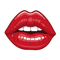 Fototapeta premium Red lipstick kiss mark in a pop art style