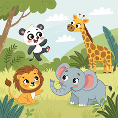 Naklejka premium animals in the jungle