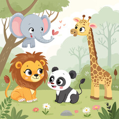 Fototapeta premium set of cartoon animals