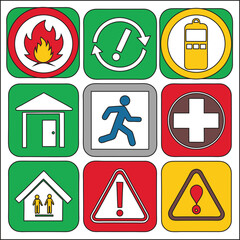 fire extinguisher vector icon set on a whitebackground