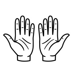 Fototapeta premium Two hands palms up design element. Simple graphic illustration of open human hands symbolizing giving, receiving, or prayer. This clean image_fx design is perfect for websites, apps,