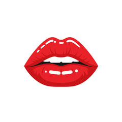 Fototapeta premium Red lipstick kiss mark in a pop art style
