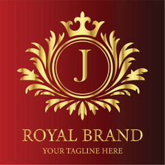 Elegant gold royal brand logo letter J design