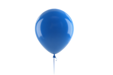 A single, shiny blue balloon isolated on a black background.