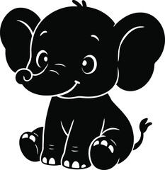 Adorable Baby Elephant Silhouette Illustration Perfect for Kids' Projects