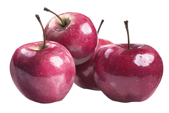 Three red apples isolated on black background