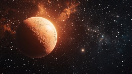 Mars planet exploration concept art with stars and nebula for science and space travel images silhouette