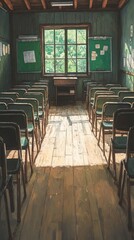 Empty classroom with natural light