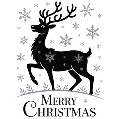  Reindeer silhouette with snowflakes for Christmas and holiday-themed vector design