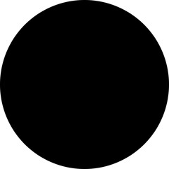 A simple graphic featuring a solid black circle centered on a white background in a minimalist style