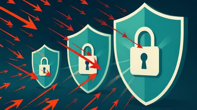 A vibrant illustration showcasing shield icons with padlocks, symbolizing security and protection in the digital world