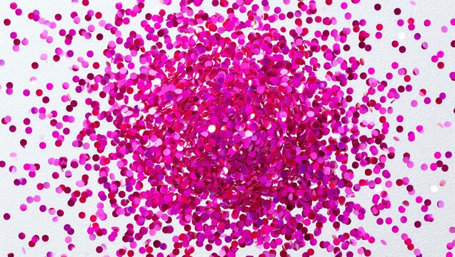Explosion of Pink Glitter Sparkle Particles on a White Background - Powered by Adobe