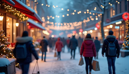 Obraz premium people walking on the street at night