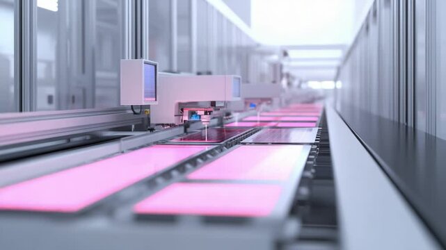 Automated Production Line: A streamlined automated production line showcasing modern industrial processes with precision and efficiency. Illustrating the integration of technology