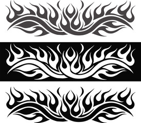 Fototapeta premium Tribal Flames Tattoo Designs Black and White Vector Graphics