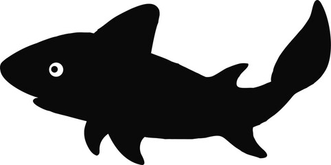 Isolated blue cartoon vector shark swimming underwater