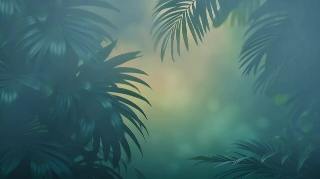   Botanical Gradient with Tropical Leaves and Jungle Mist
