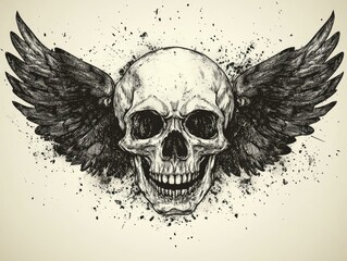 Skull with Wings Graphic