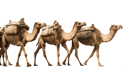  camel train isolated on white background PNG, AI GENERATED