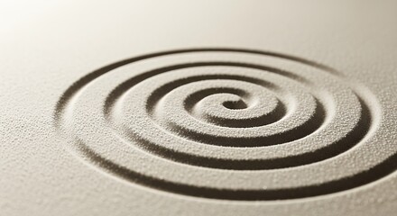 Drawing Spiral in Sand Surface for Tranquility and Meditation