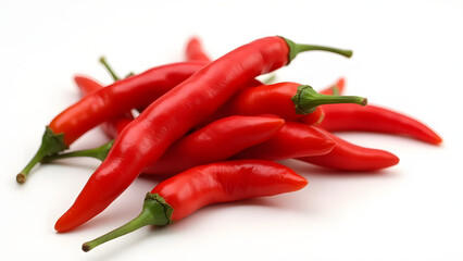 Red hot chili peppers isolated on white background, a spicy food ingredient