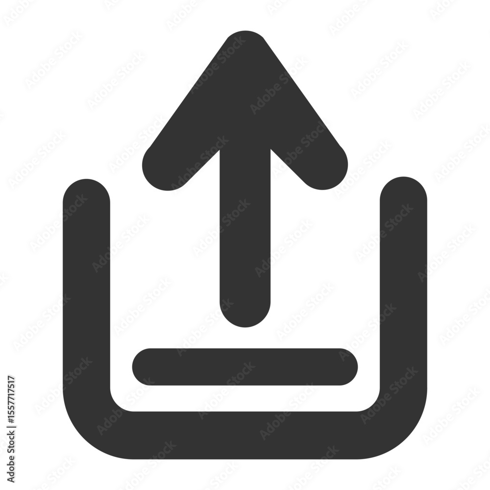 Poster simple dark gray upload icon with an arrow pointing upwards from a box