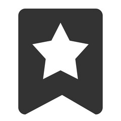 Simple dark gray bookmark icon with a star inside on a black background