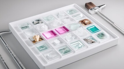 Mineral Sample Collection on Sorting Tray with Tools