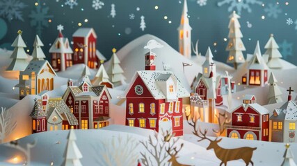 Christmas village with snow-covered houses and festive decorations in 4k quality showcasing a winter wonderland - Powered by Adobe
