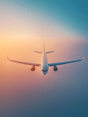 Vintage Plane Flying in Minimalist Sky