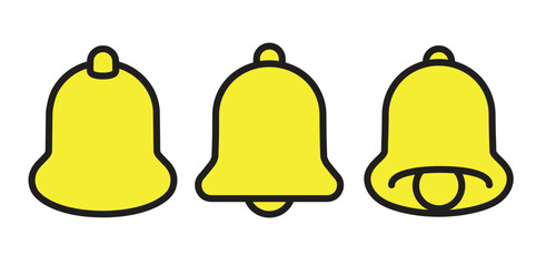 notification yellow bell icon. Bell with notification. Vector illustration