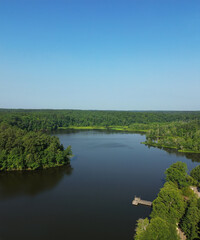 Aerial view of Lake Raleigh on the North Carolina State University Centennial campus