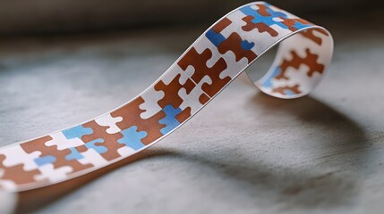 Obraz premium Abstract Puzzle Piece Ribbon Close Up Photography