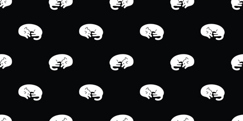 cat seamless pattern sleeping white kitten calico halloween doodle cartoon pet animal illustration tile background gift wrapping paper scarf isolated repeat wallpaper