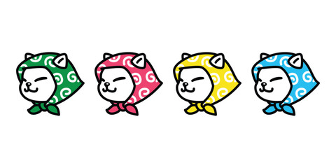 cat vector kitten kerchief hair tie vector face head calico japan icon breed cartoon character pet doodle illustration animal symbol isolated design