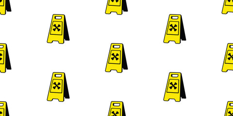 dog bone seamless pattern warning slippery floor sign vector puppy pet cartoon tile background gift wrapping paper repeat wallpaper doodle illustration isolated design