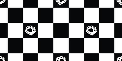 dog paw seamless pattern biscuit cat footprint cracker checked pet bakery vector puppy kitten cartoon doodle wallpaper gift wrapping paper tile background repeat scarf isolated illustration design
