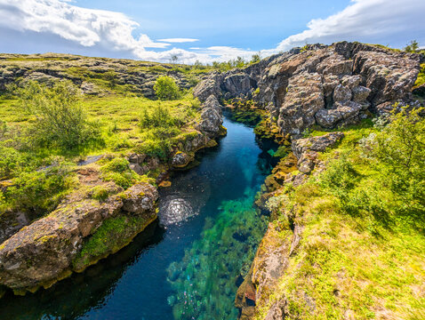 Thingvellir National Park rift valley, Waterfall, Pingvellir, Iceland