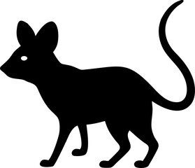 Black vector silhouette illustration of a wild kangaroo