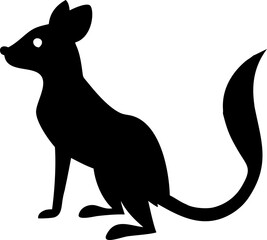 Black cat and dog silhouettes with a wild kangaroo vector illustration, capturing the essence of nature's diverse mammals