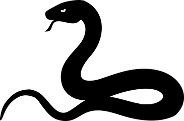 Black and white vector cartoon snake illustration with a cute reptile character