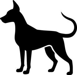Black animal dog silhouette vector illustration, a cute pet mammal design