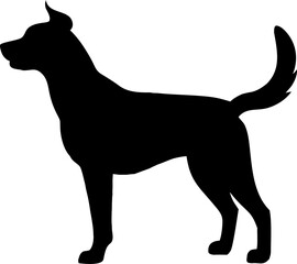 Black and white silhouette vector illustration of a standing dog in side view style Black and white silhouette vector illustration of a standing dog in side view style