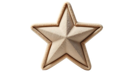 Plush star shape isolated on transparent background 3d design element